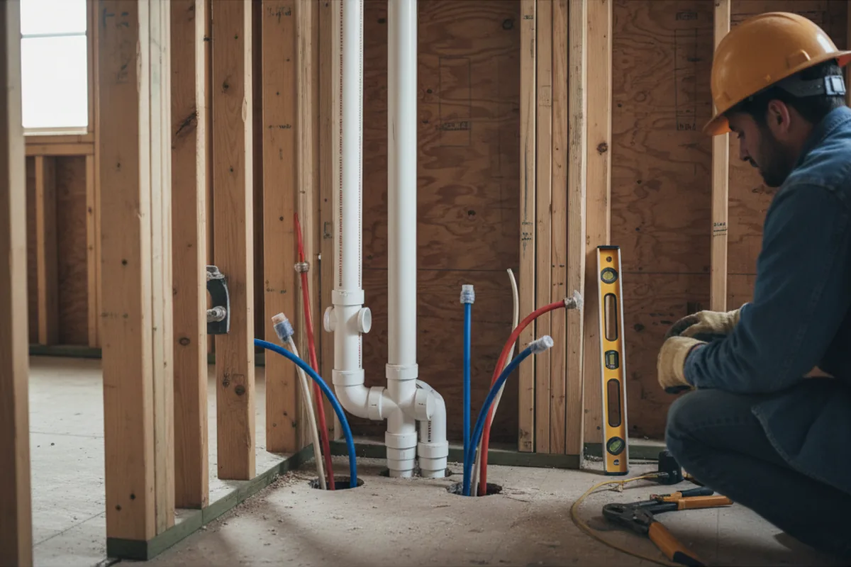 Drain and supply rough-in during Garbage Disposal Repair in Storrs Mansfield